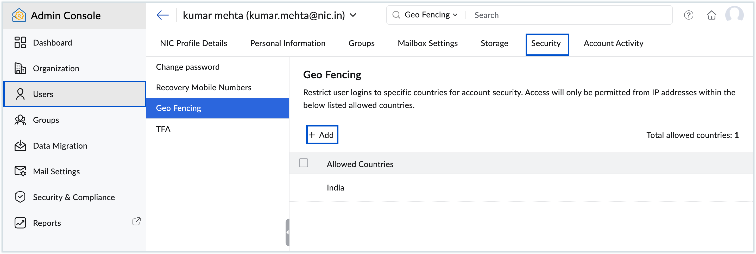 geo fencing settings