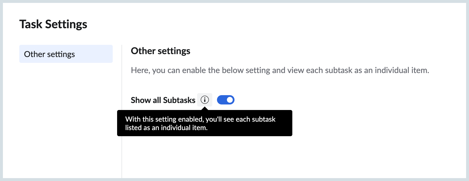 Show all Subtasks Show all Subtasks